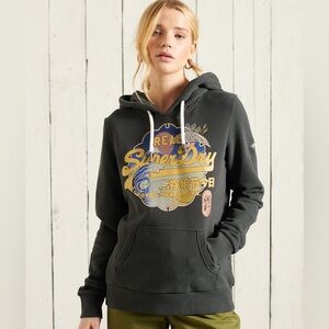 Superdry Women's Black Embellished Hoodie Size 6
